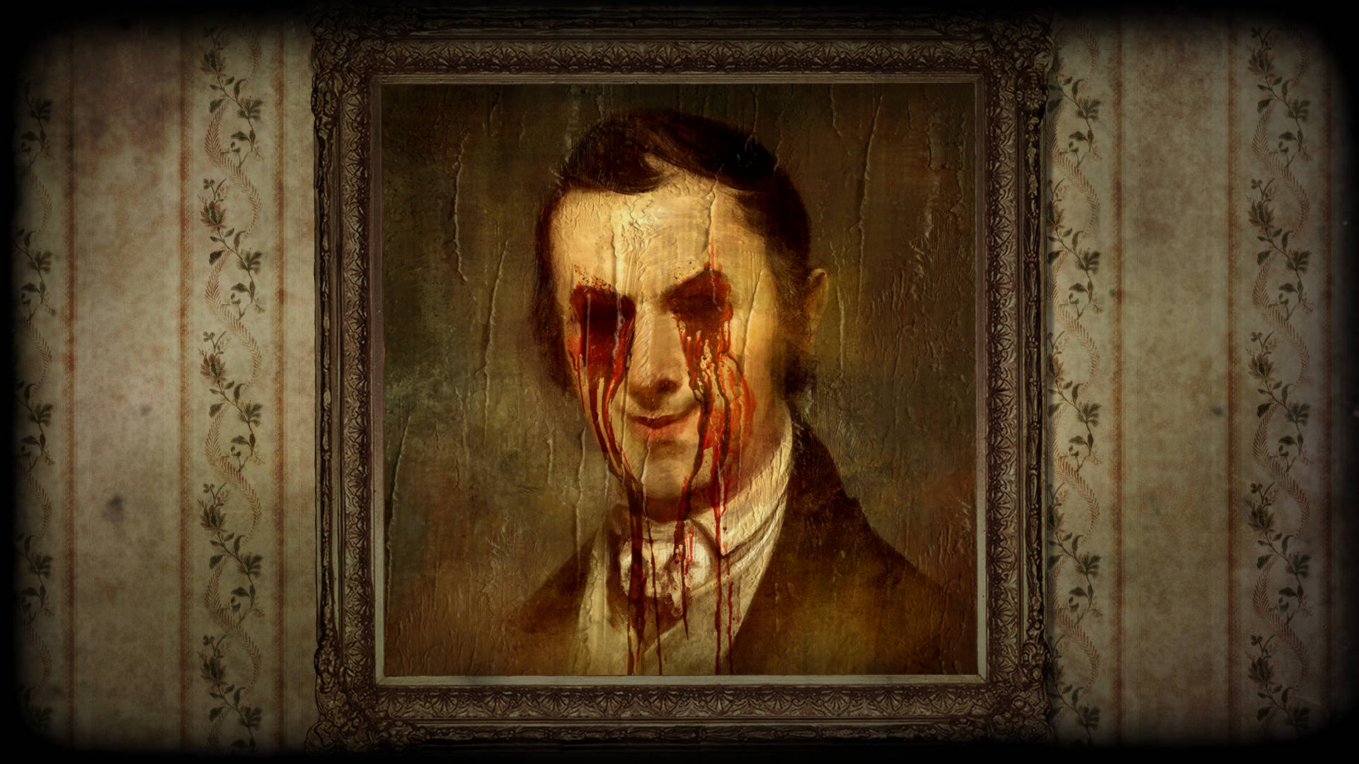 Layers Of Fear Man Crying With Blood Wallpaper