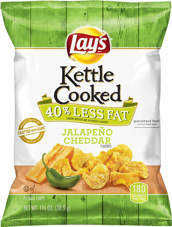 Lays Kettle Cooked Jalapeno Cheddar Chips Package PNG