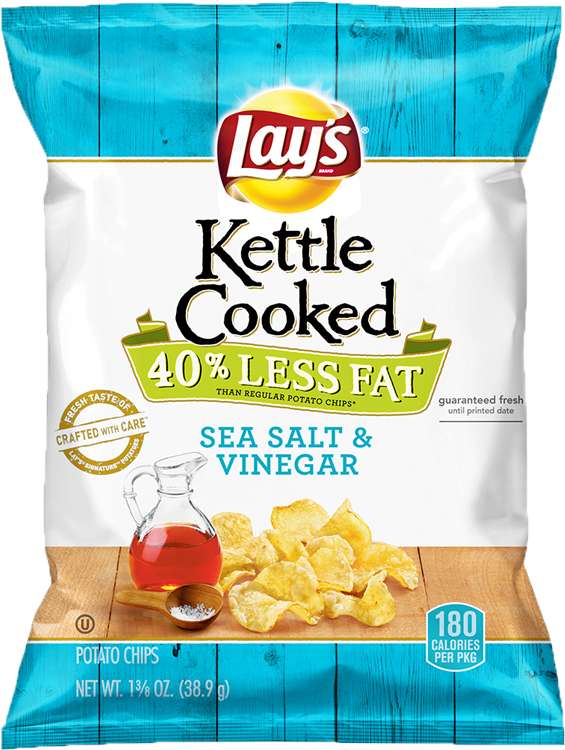 Lays Kettle Cooked Sea Salt Vinegar Chips Package PNG
