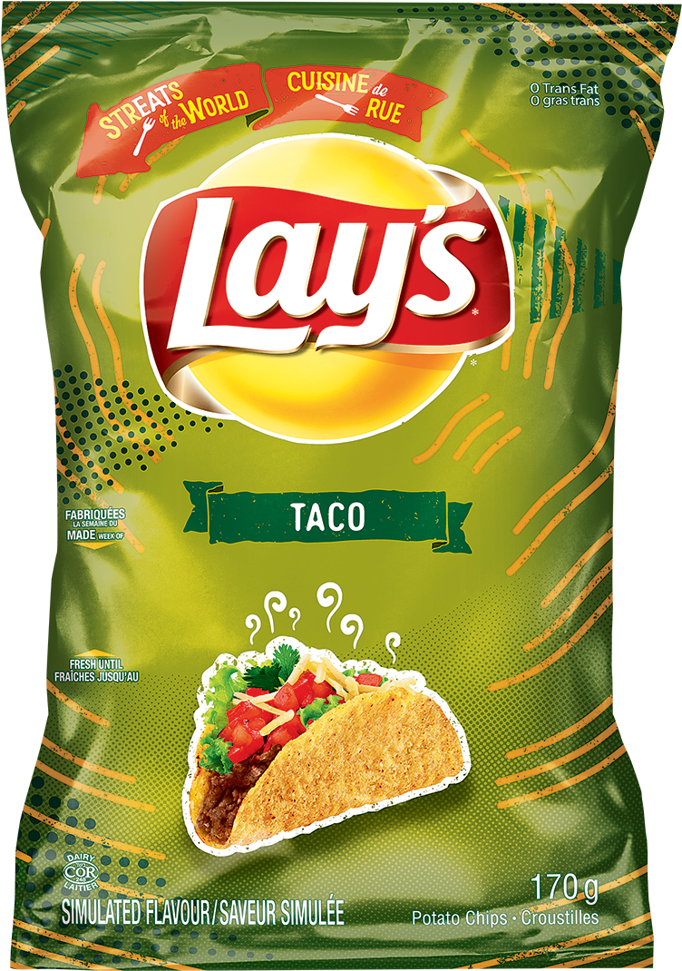 Lays Taco Flavored Chips Package PNG