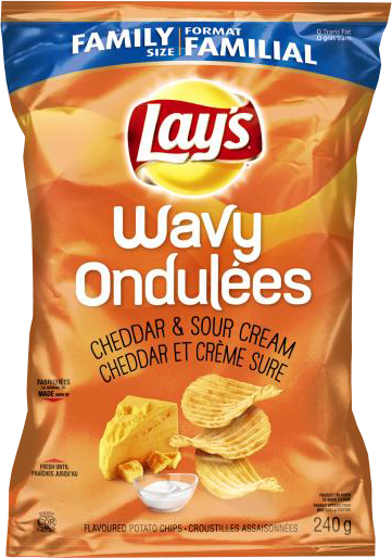 Lays Wavy Cheddar Sour Cream Family Size Package PNG