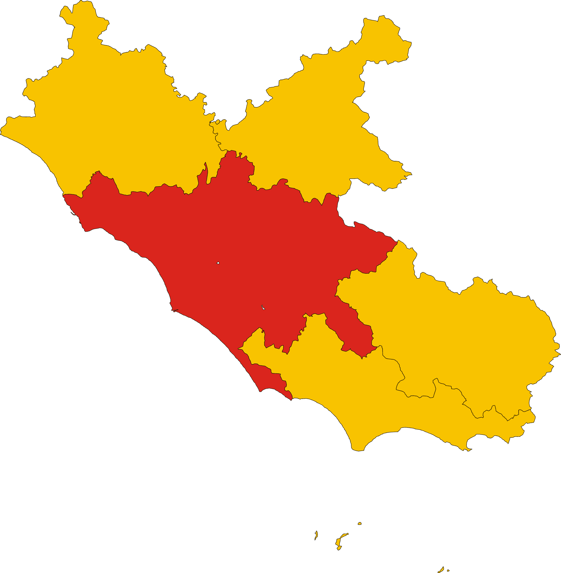 Lazio Region Map Highlighting Rome PNG