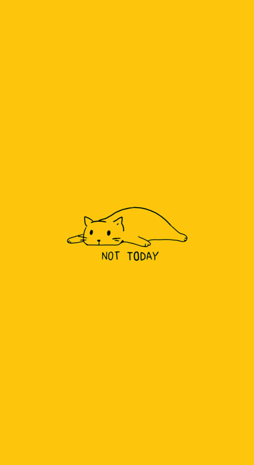 Lazy Cat Lying On Cute Pastel Yellow Aesthetic Wallpaper