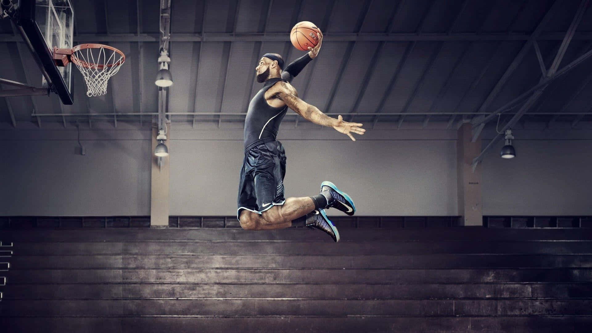 Le Bron_ James_ Airborne_ Dunk Wallpaper