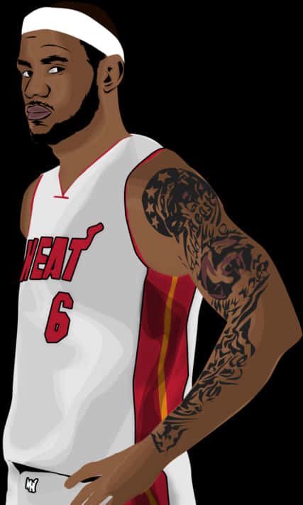 Le Bron James Heat Illustration PNG