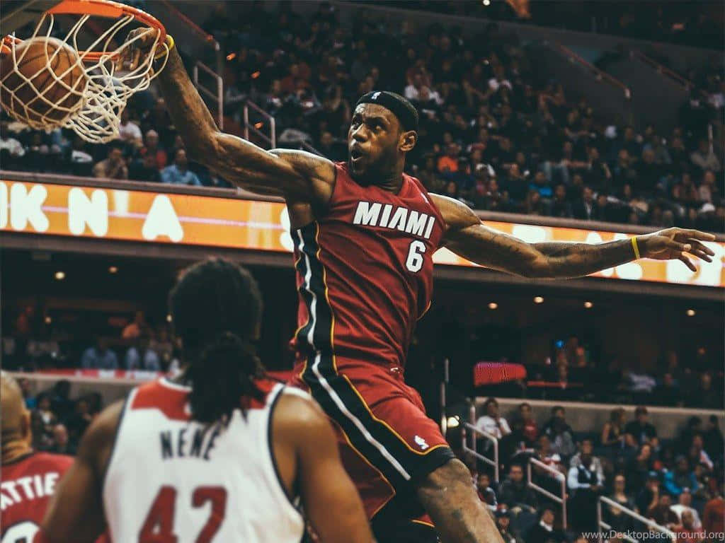 Lebron James Miami Heat Slam Dunk Achtergrond