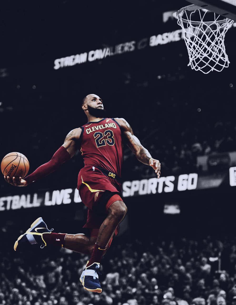 Lebron James Mid Air Dunk Cleveland Cavaliers Achtergrond