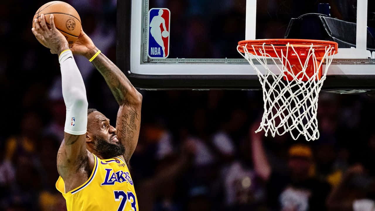 Lebron James Slam Dunk Lakers Achtergrond