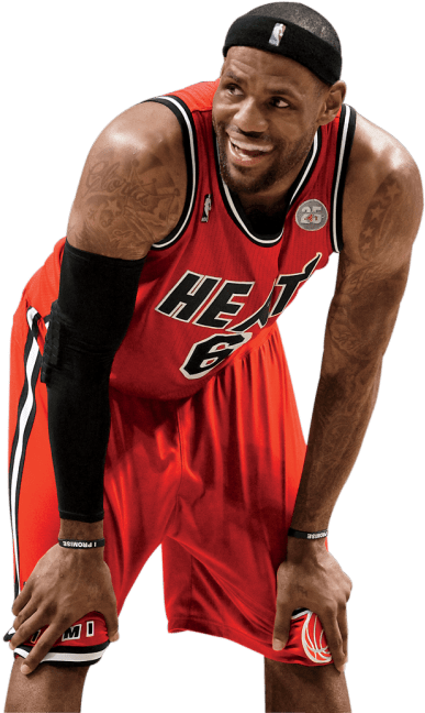 Le Bron Miami Heat Basketball Action Pose PNG