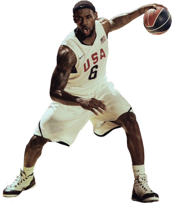 Le Bron U S A Basketball Action Pose PNG