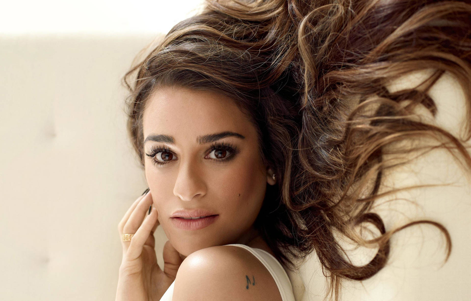 Lea Michele Vertically Angled Photograph Wallpaper