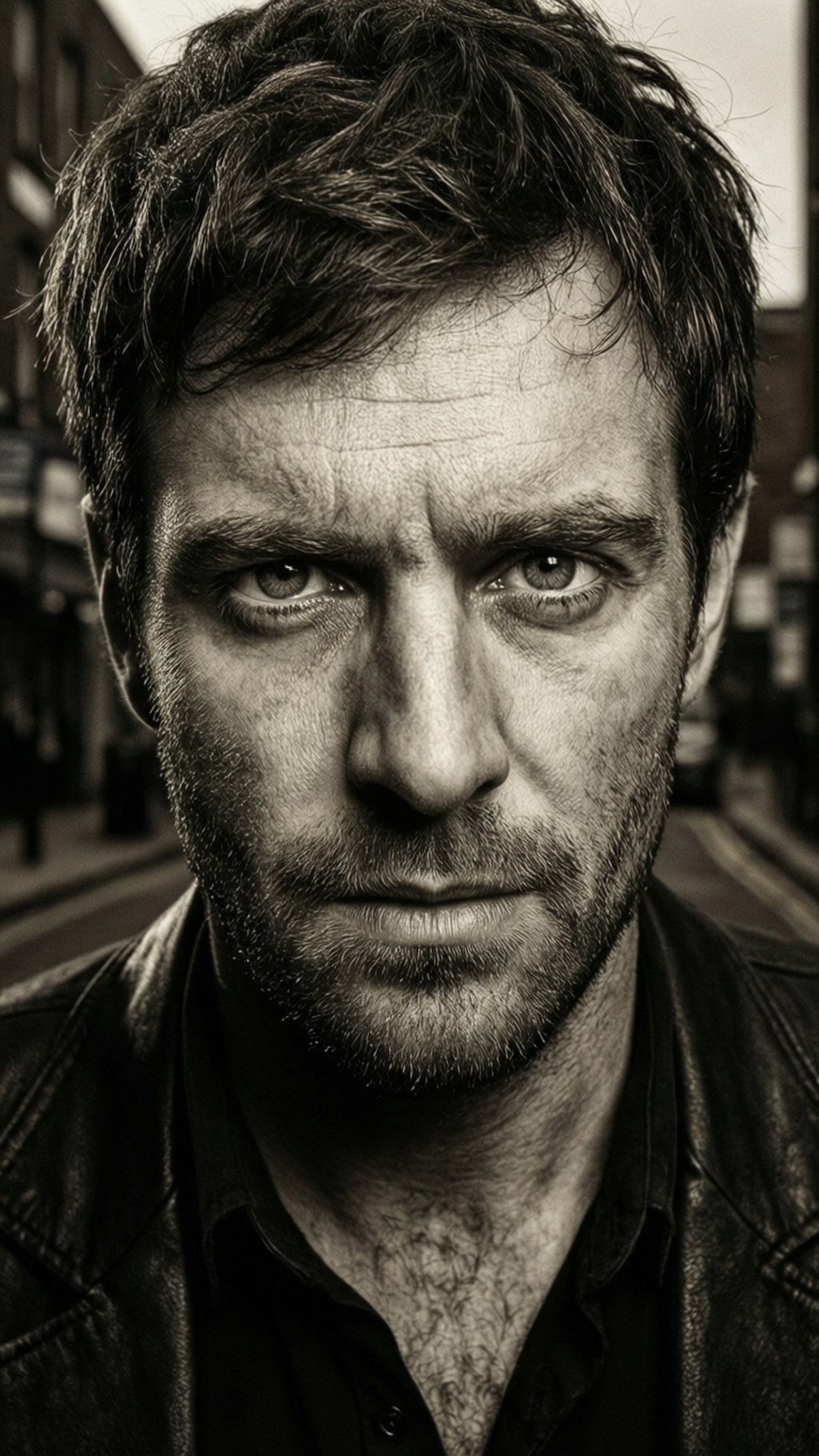 Intimt sort-hvid portræt af Hard-Fi-frontmand Richard Archer.