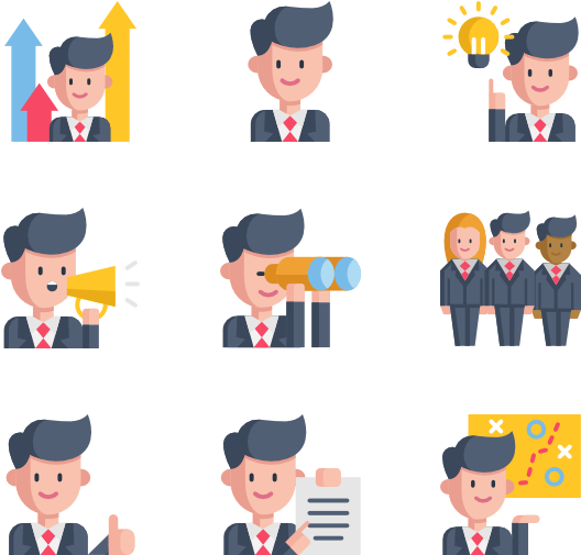 Leadership Attributes Icons Set PNG