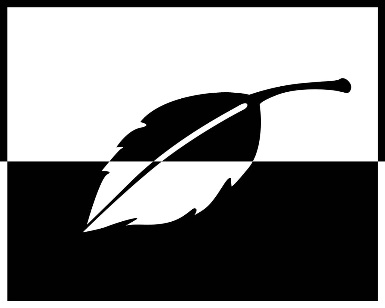 Caption: Striking Contrast - Black and White Leaf Graphic Pfp Wallpaper
