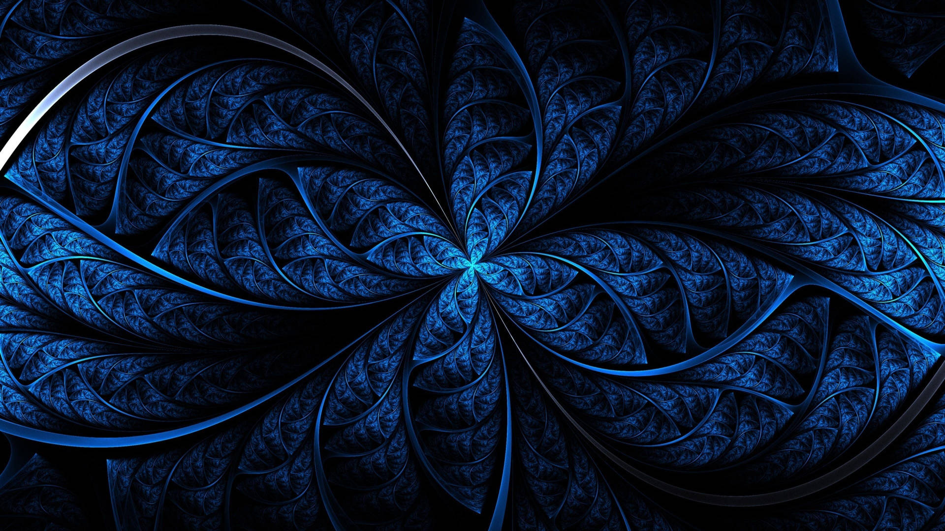 Leaf-like Abstract Dark And Blue Aesthetic Laptop Wallpaper