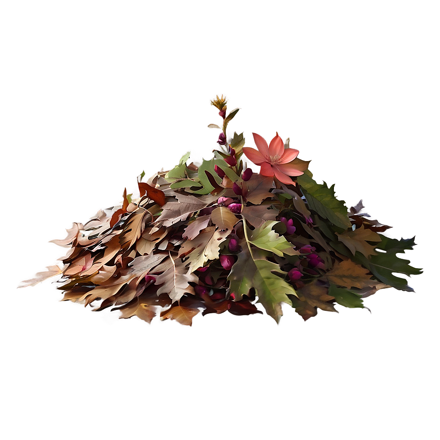 Leaf Pile With Flowers Png 11 PNG