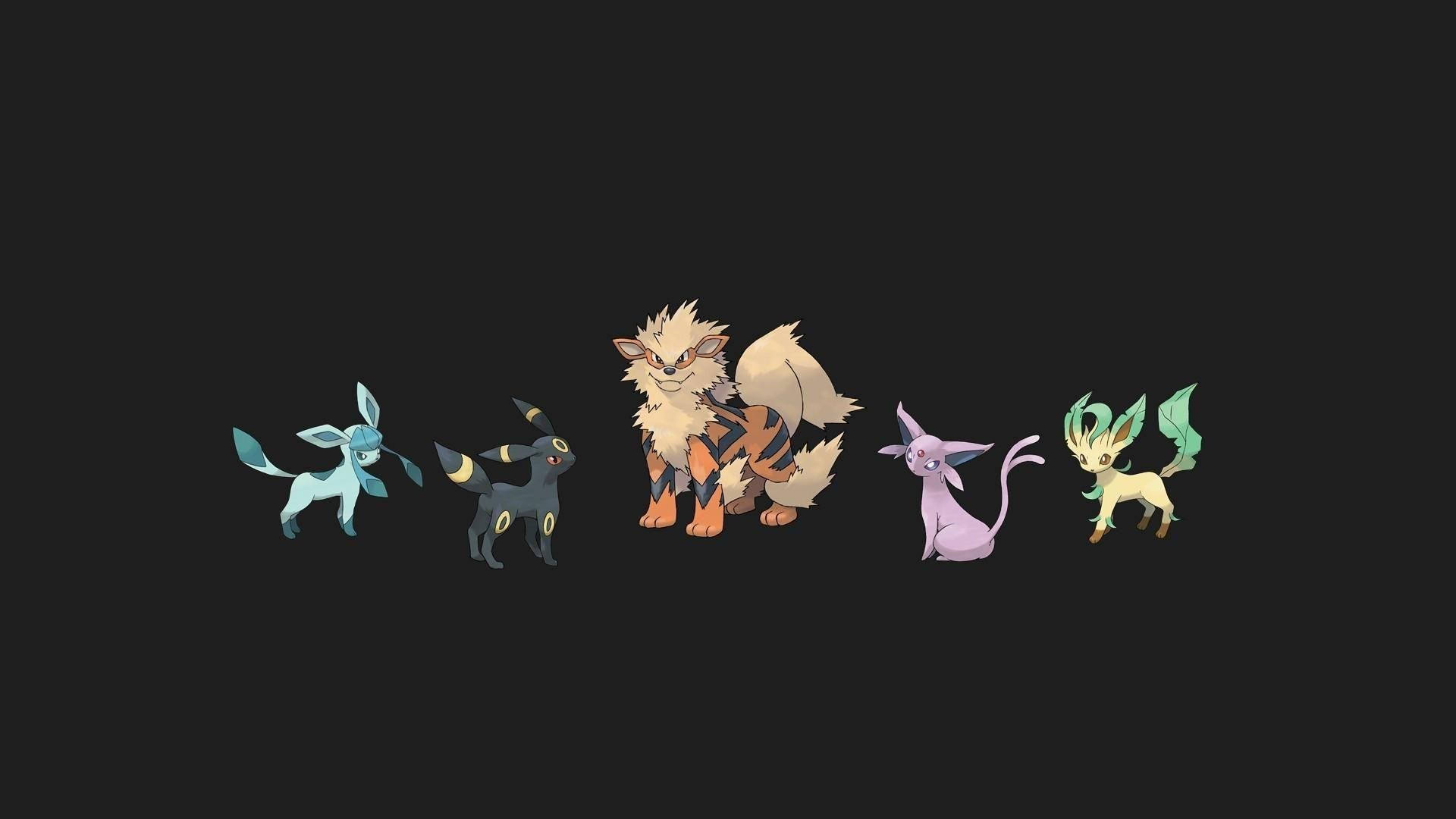 Leafeon, Arcanine And Other Pokemons Wallpaper