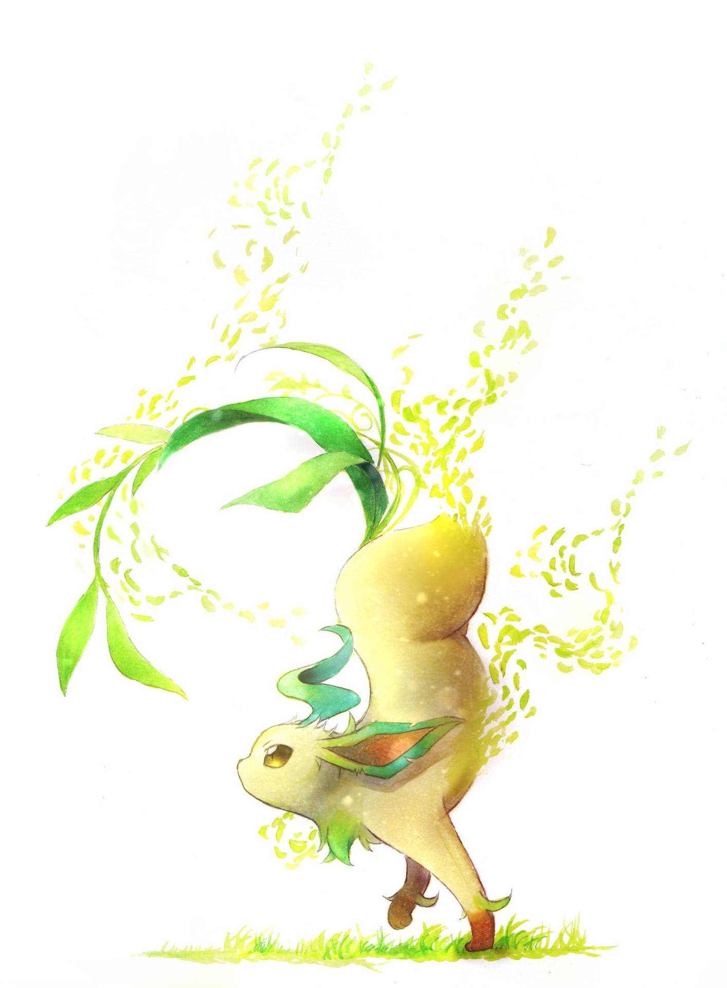 Leafeon Doing Hand Stand Wallpaper
