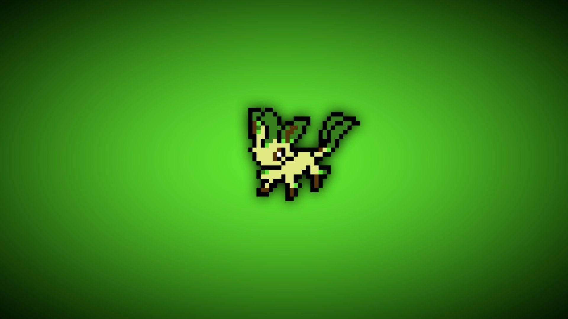 Leafeon Pixilated Image Wallpaper