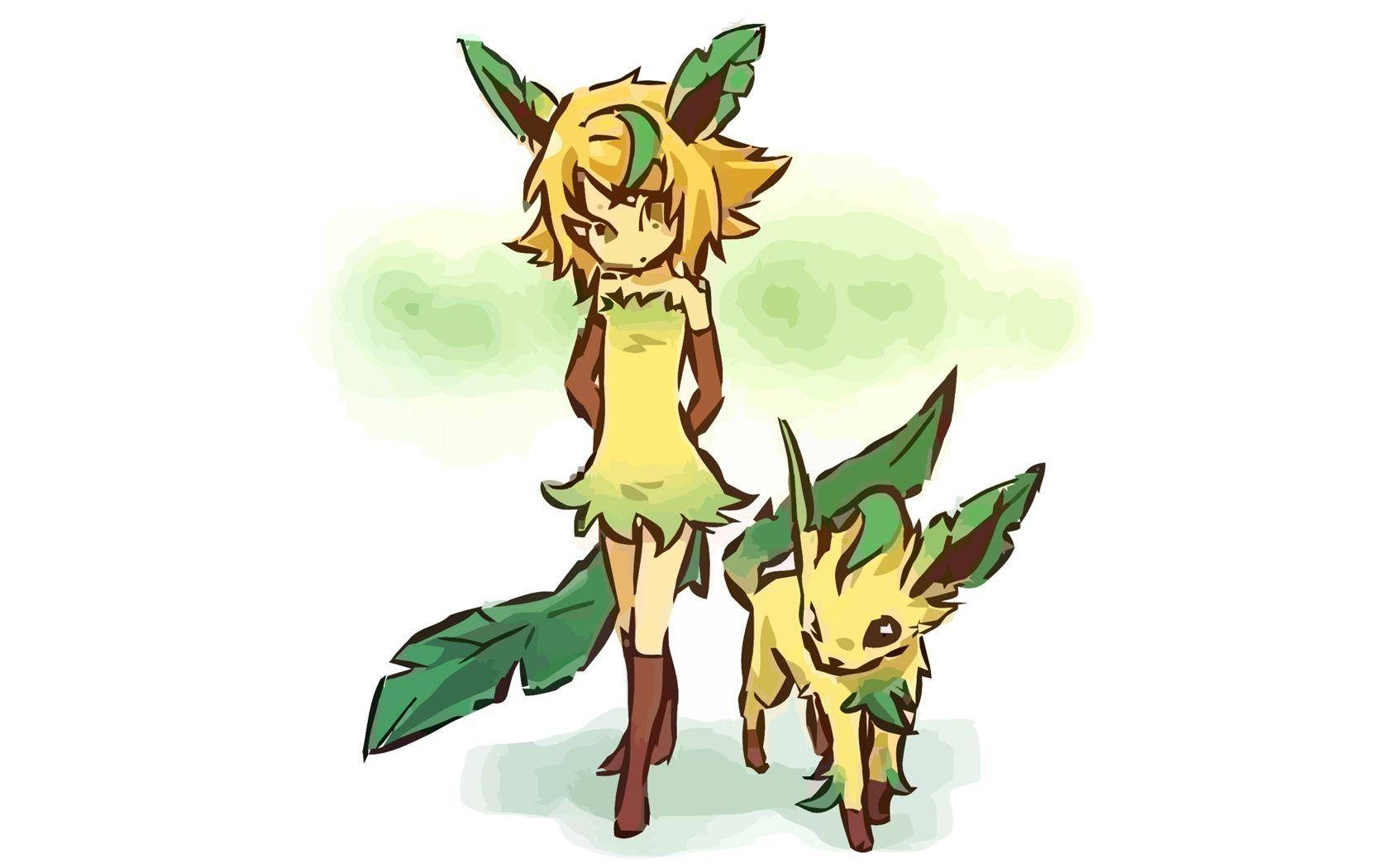 Leafeon With A Human Wallpaper