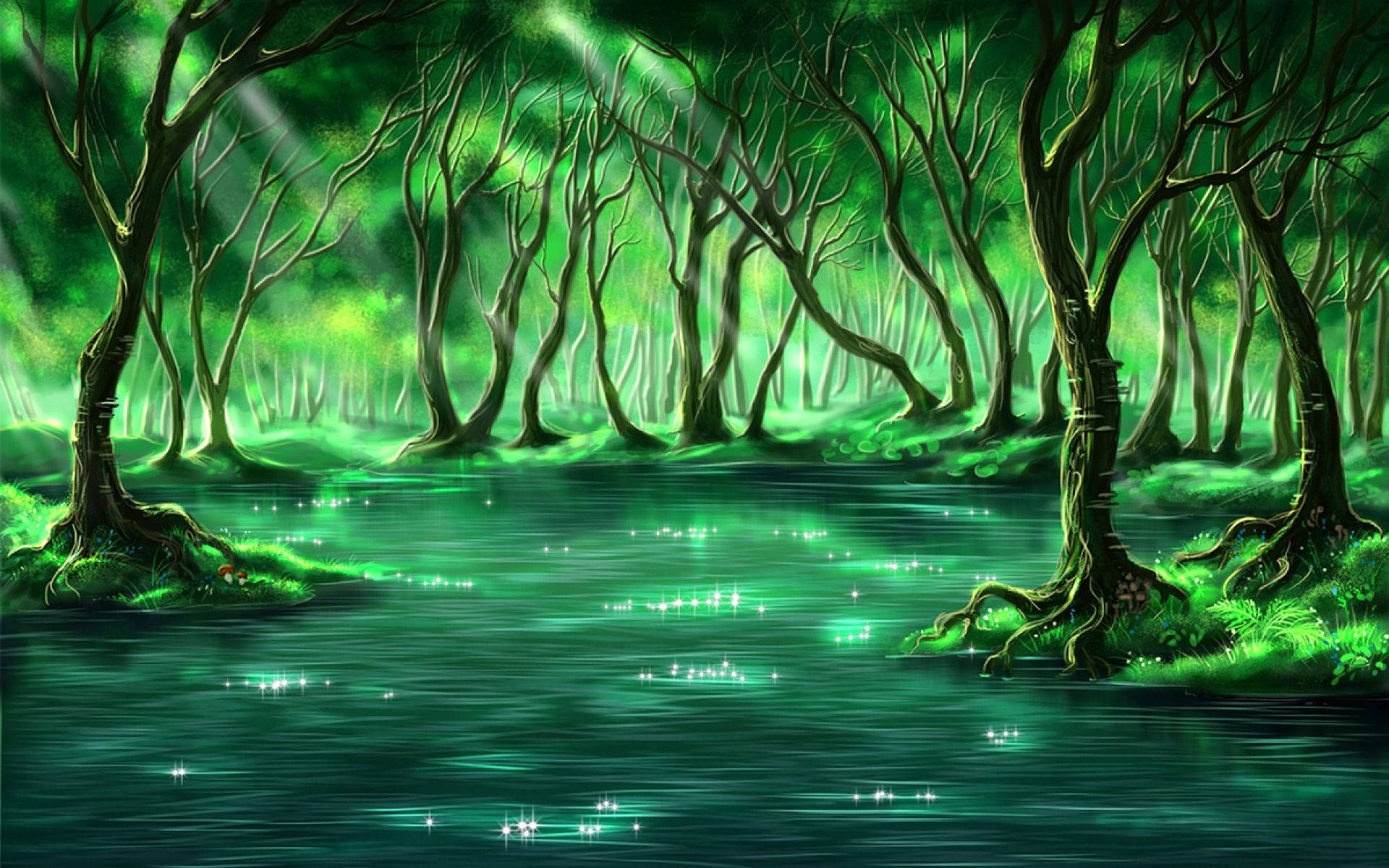 Leafless Trees In An Enchanted Forest Wallpaper