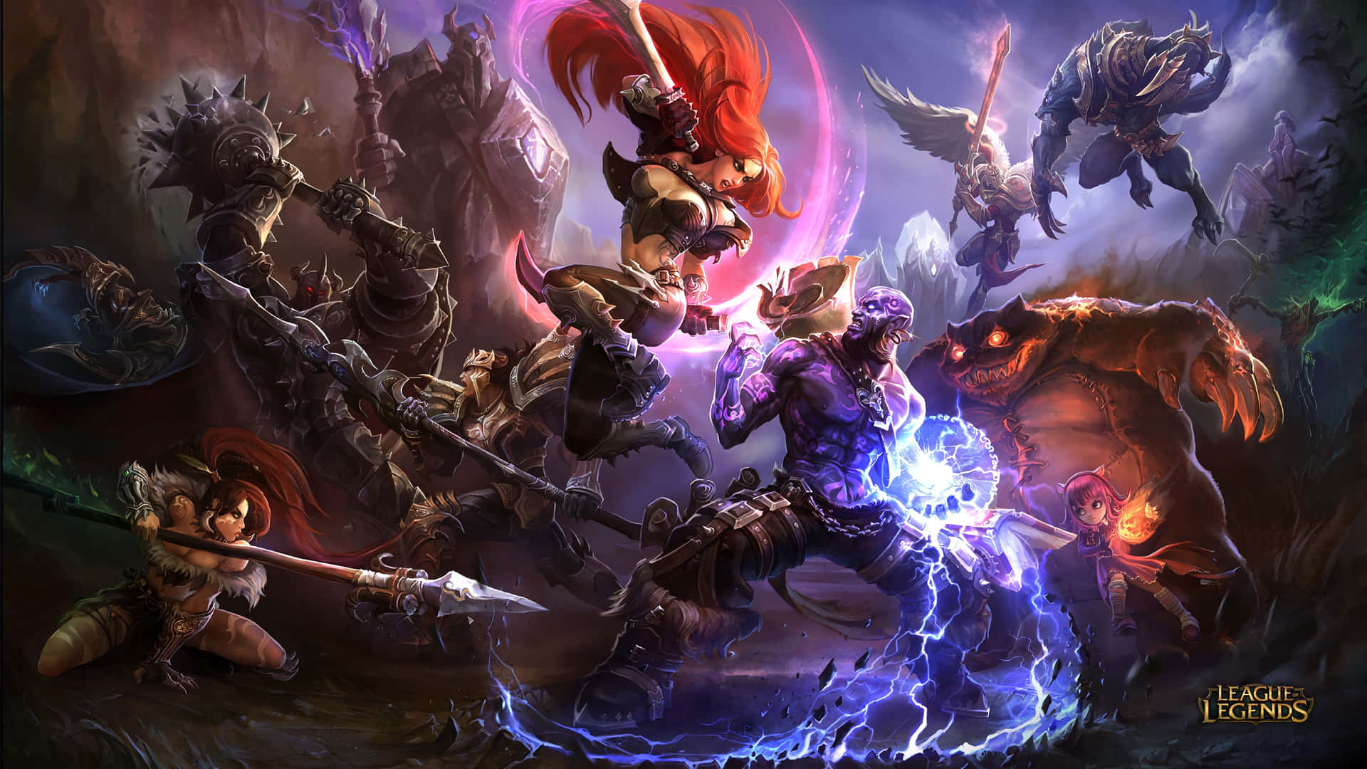 Unlock the power of the League Of Legends with a striking laptop Wallpaper