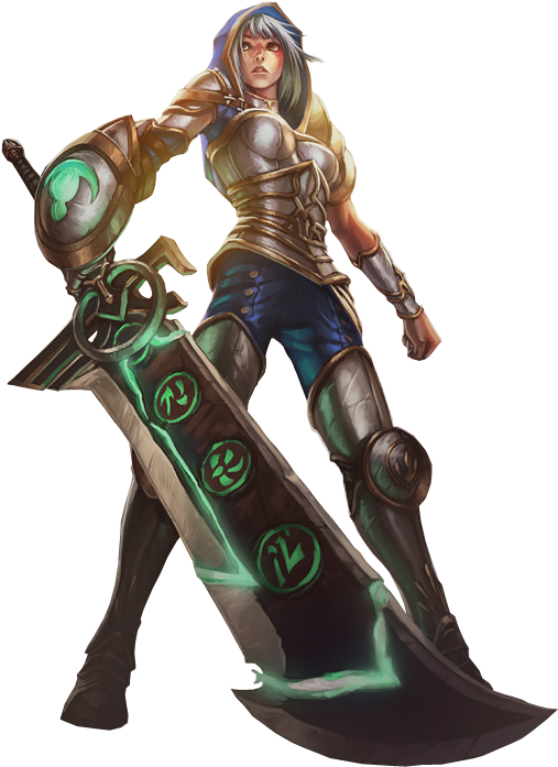 Leagueof Legends Championwith Green Runic Sword PNG