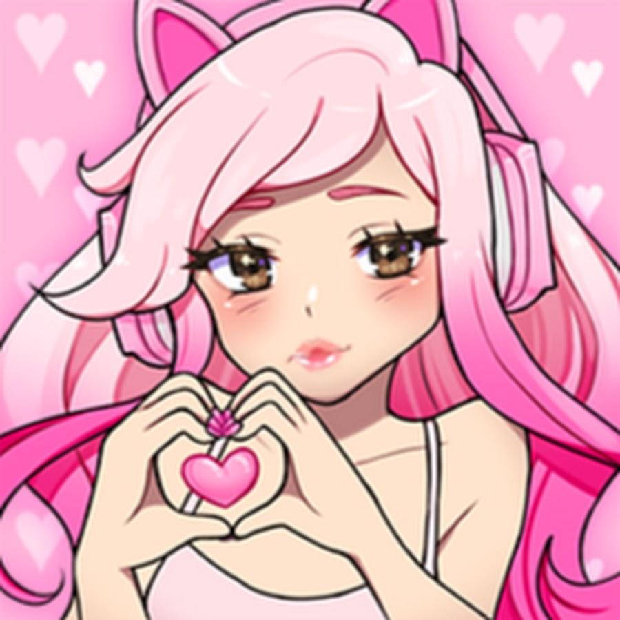 A Girl With Pink Hair Holding A Heart Wallpaper