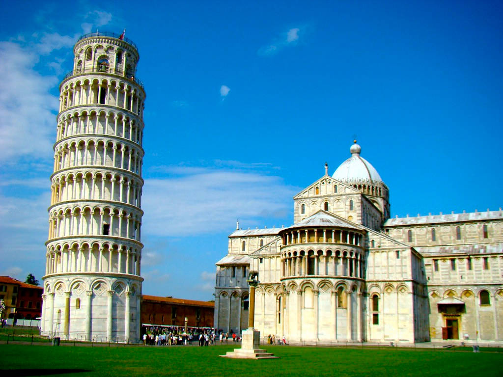Leaning Tower Of Pisa Beside Cathedral Daytime Wallpaper