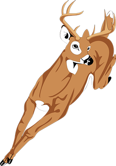 Leaping Brown Deer Cartoon PNG