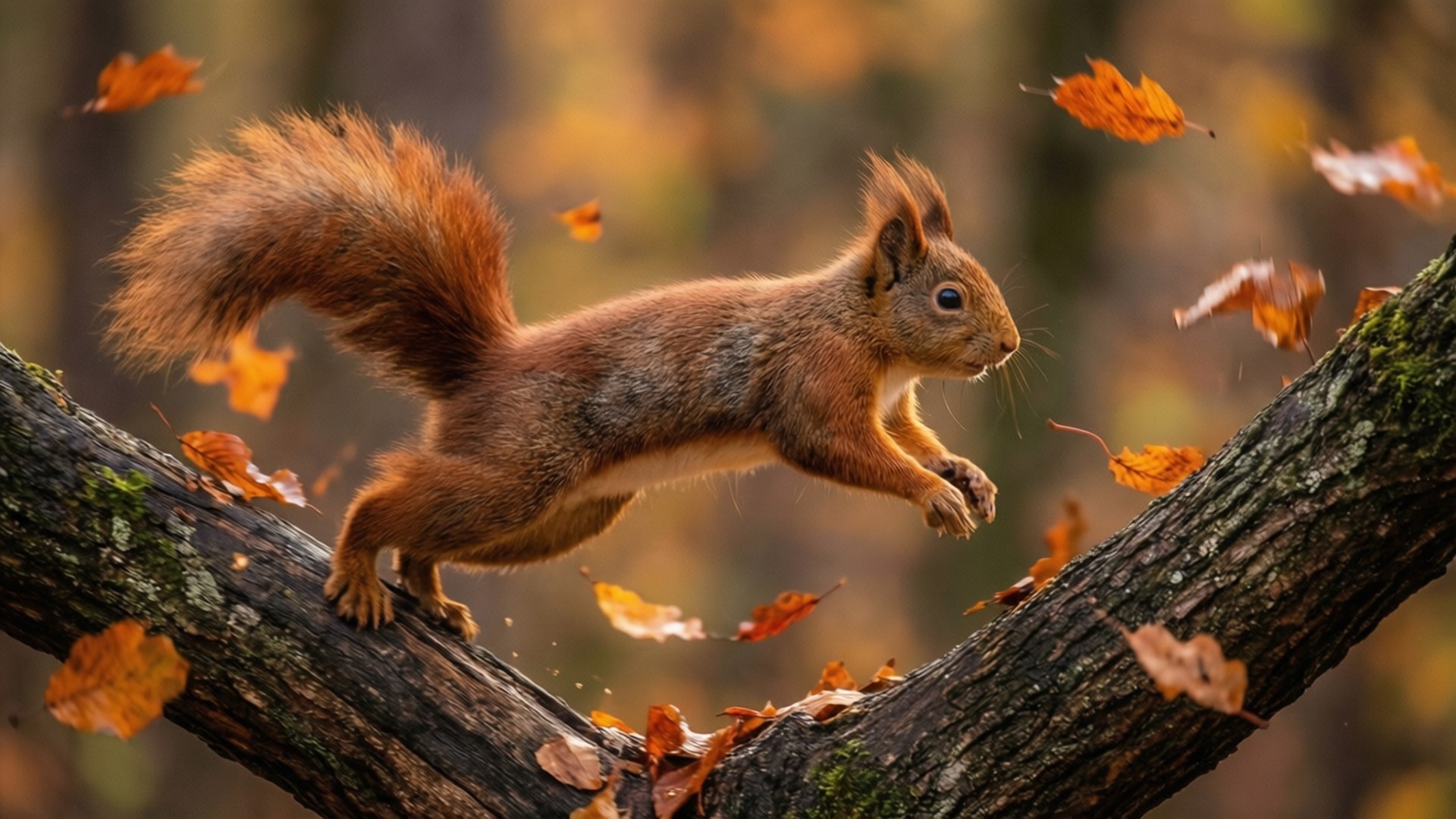 Punainen orava loikkaa Taustakuvat