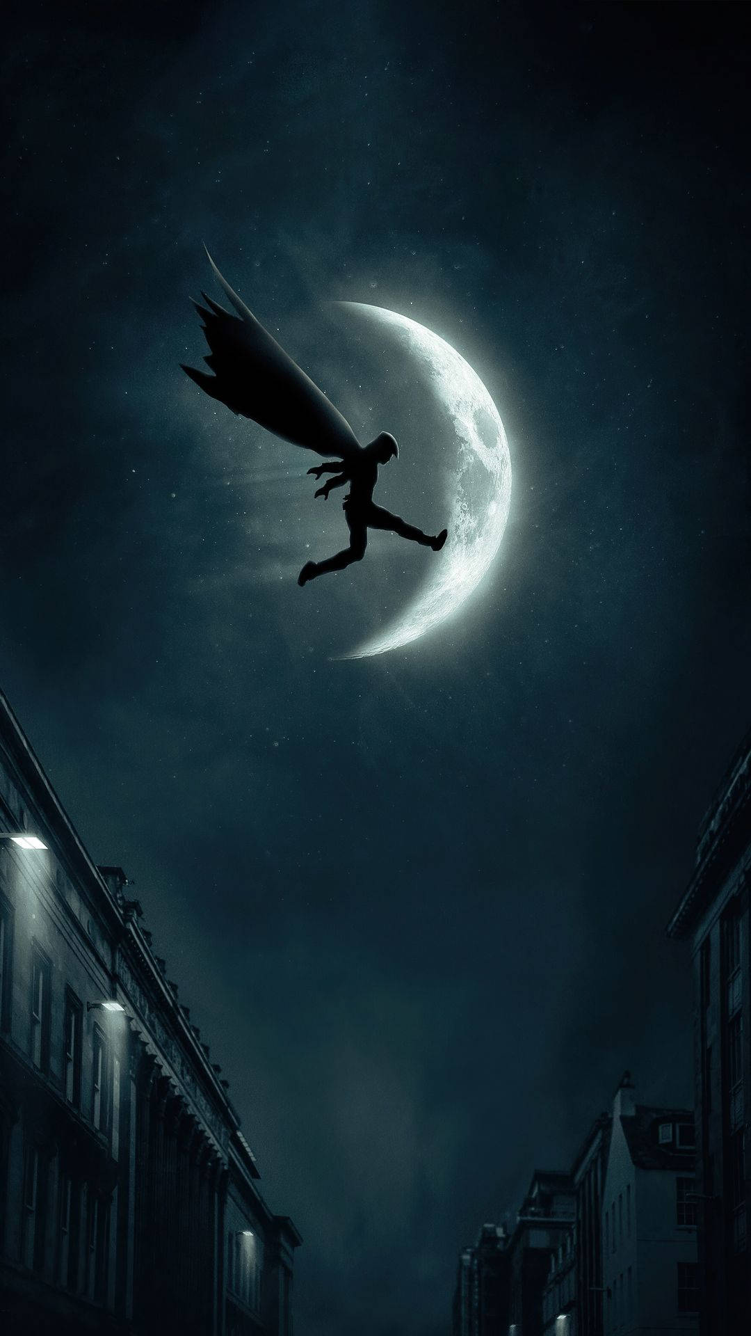 Durchdie Dunkle Nacht Springender Moon Knight-telefon Wallpaper