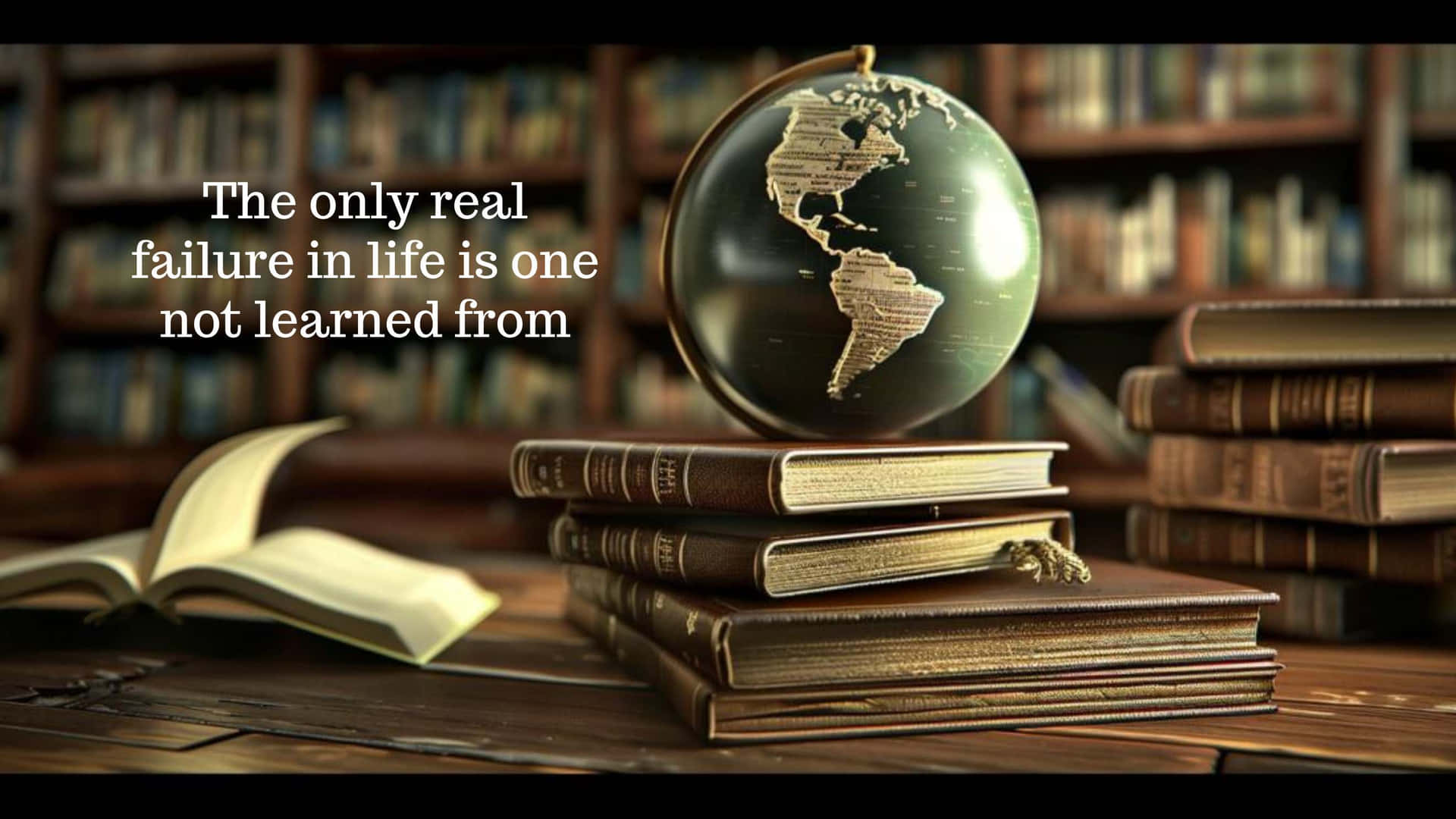 Learning_from_ Failure_ Quote_with_ Books_and_ Globe Wallpaper