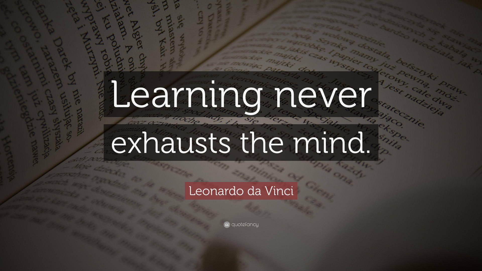 Learning Never Exhausts The Mind Text Wallpaper