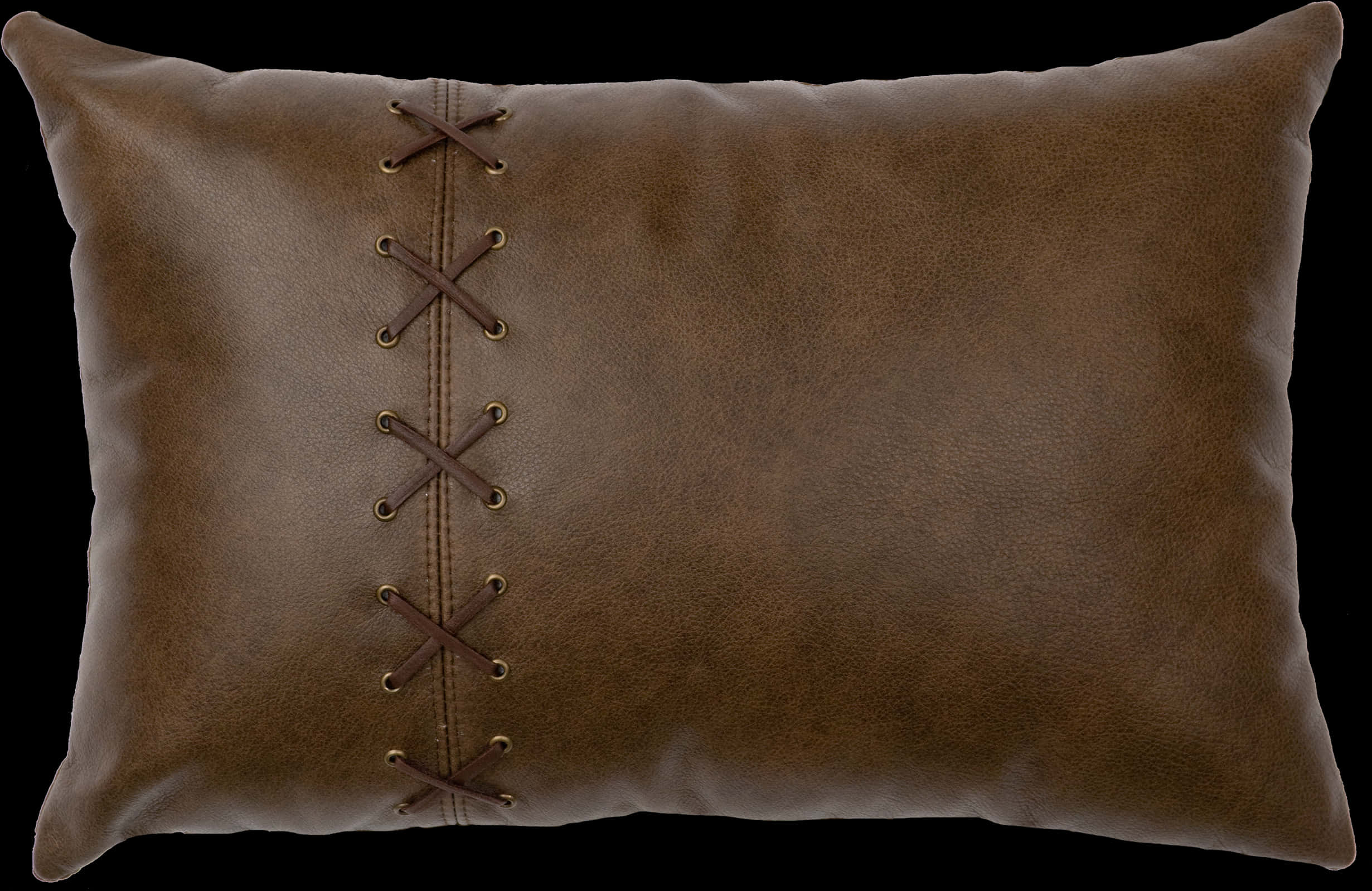 Leather Pillowwith Lace Up Detail PNG