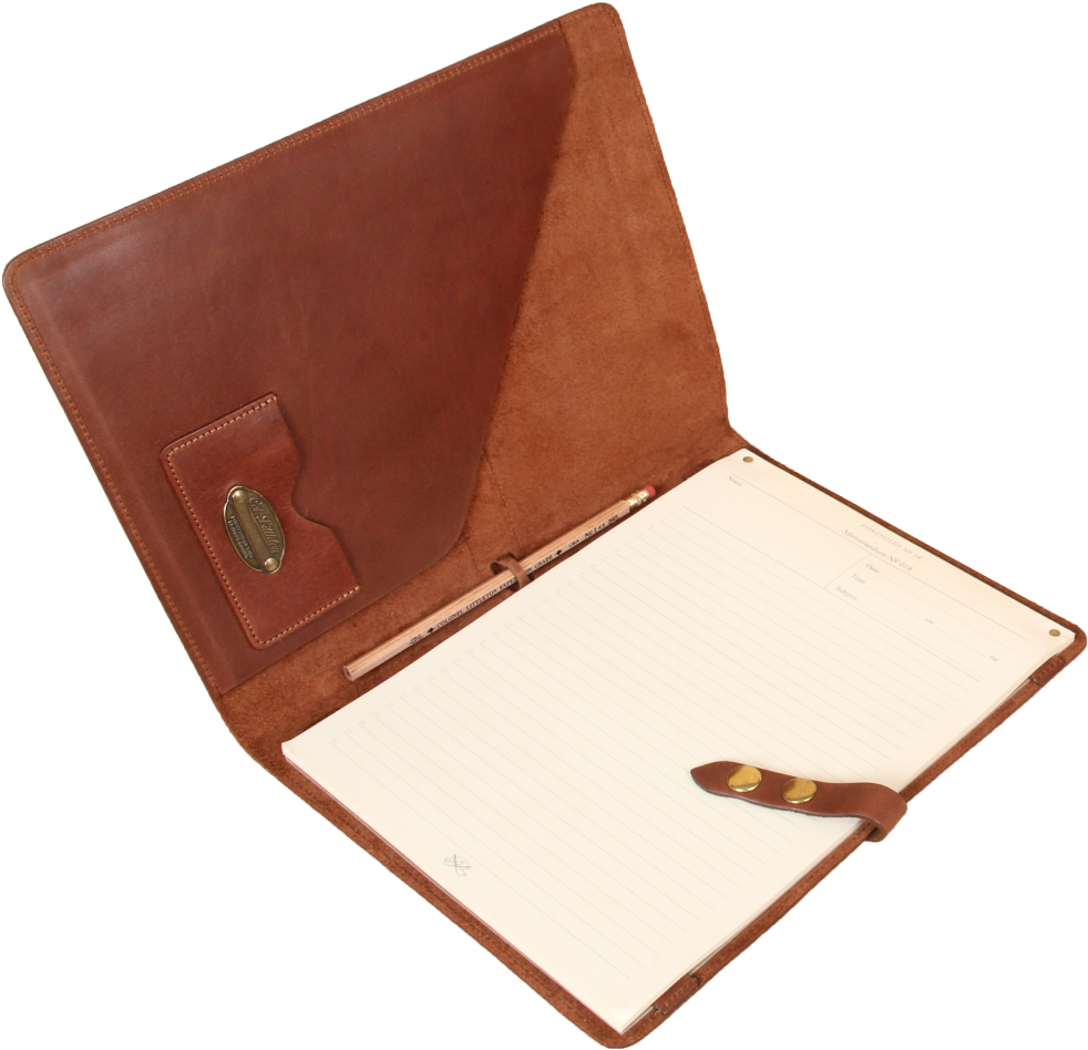 Leather Portfoliowith Notepadand Pen PNG