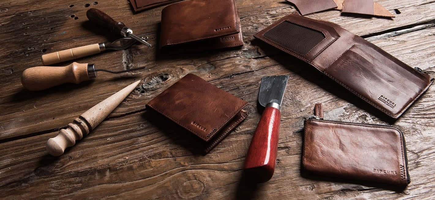Leather Walletsand Crafting Tools Wallpaper