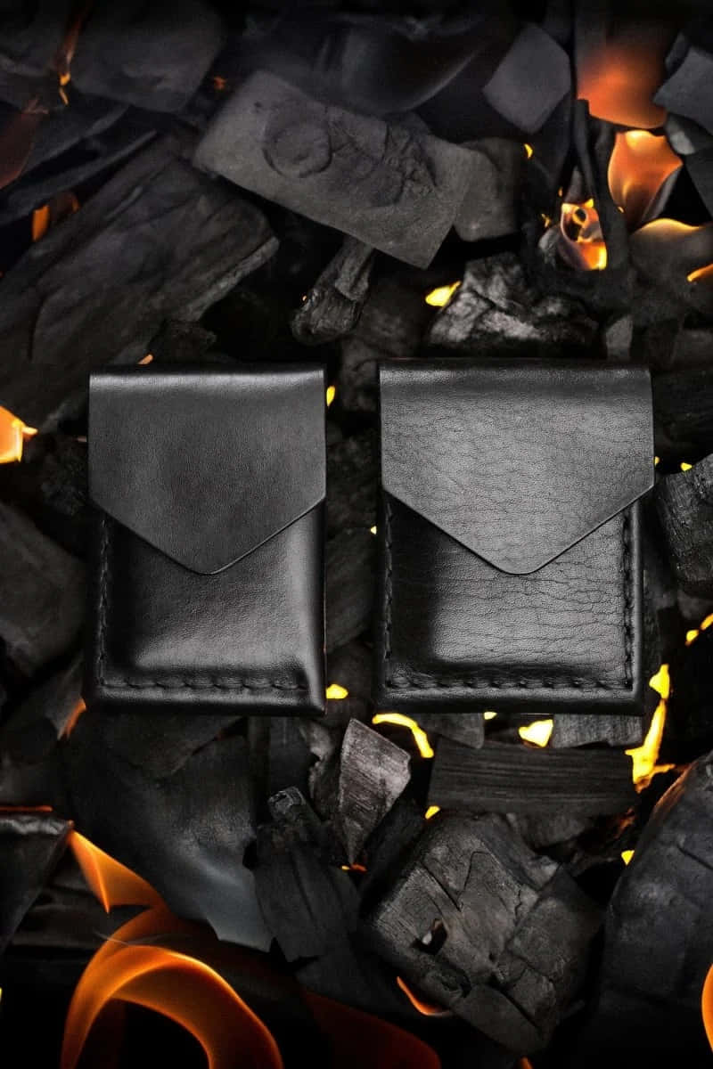 Leather Walletson Charcoal Embers Wallpaper
