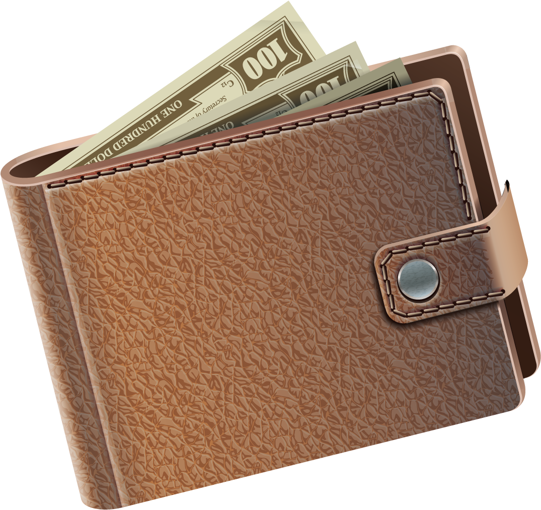 Leather Walletwith Cash PNG
