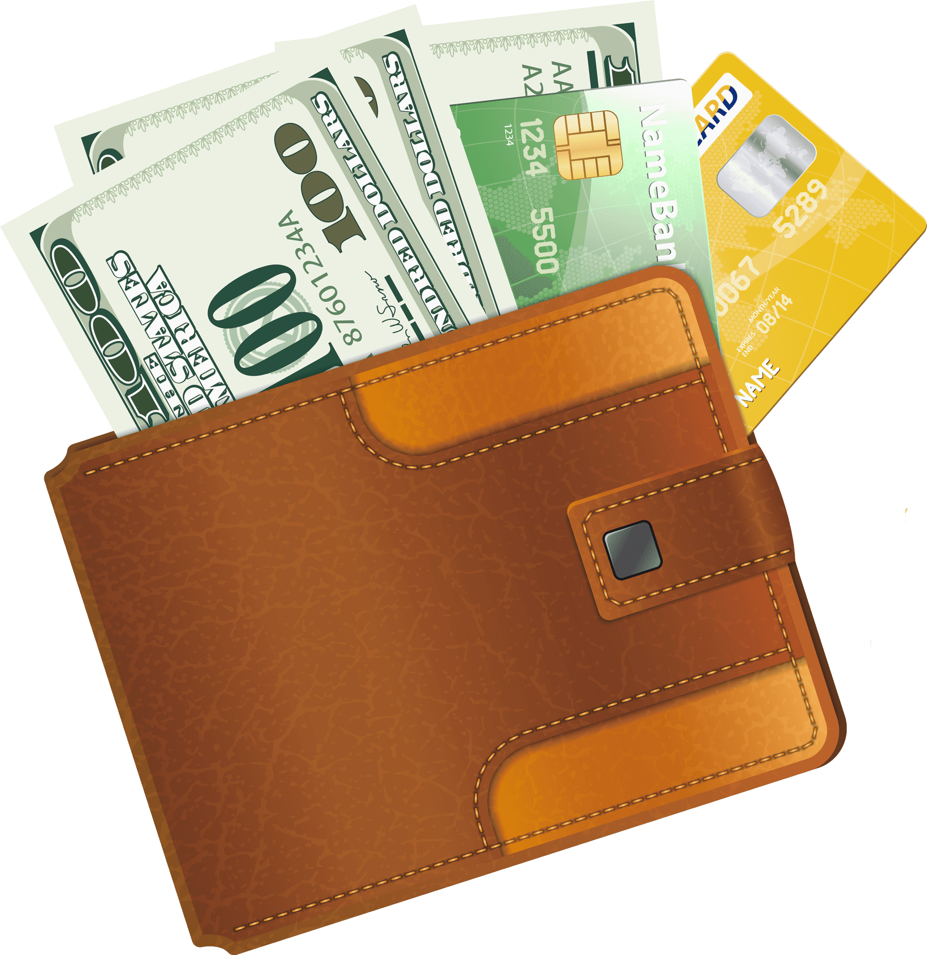 Leather Walletwith Cashand Cards PNG