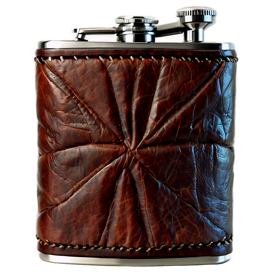 Leather Wrapped Flask Graphic Png 06122024 PNG
