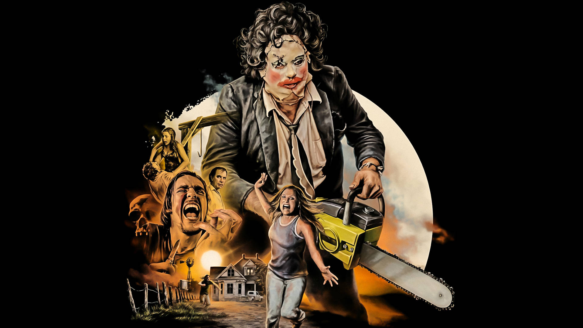 Leatherface Chasing Victims Texas Chainsaw Massacre
