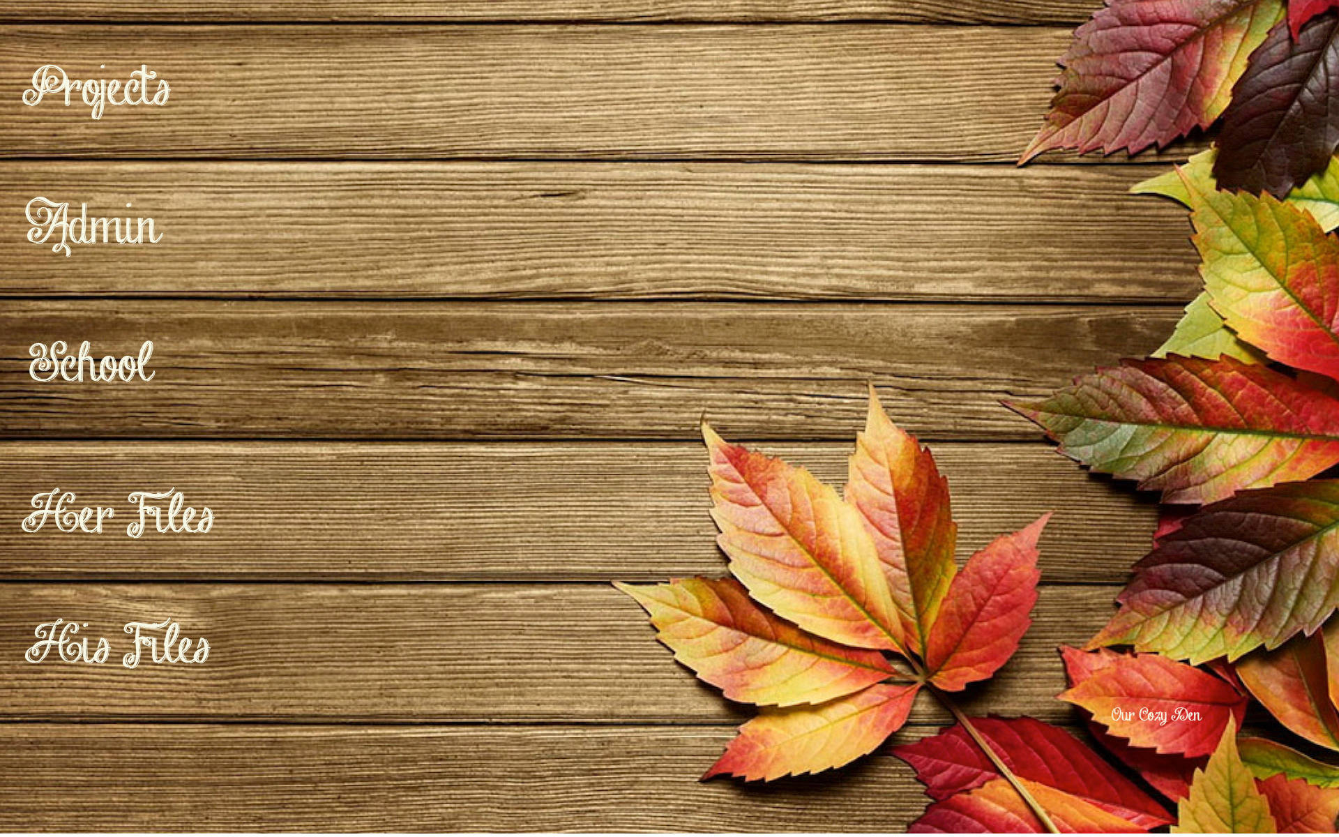 Leaves In Wood Desktop Organizer Wallpaper