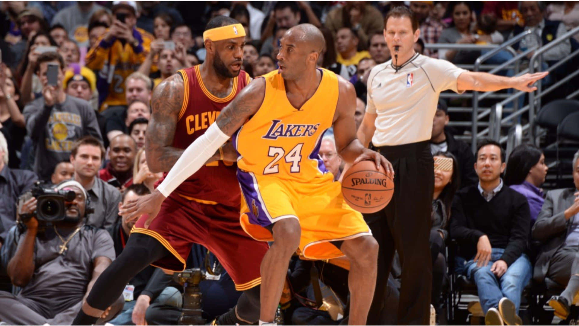 Lebron And Kobe With The Basketball Wallpaper