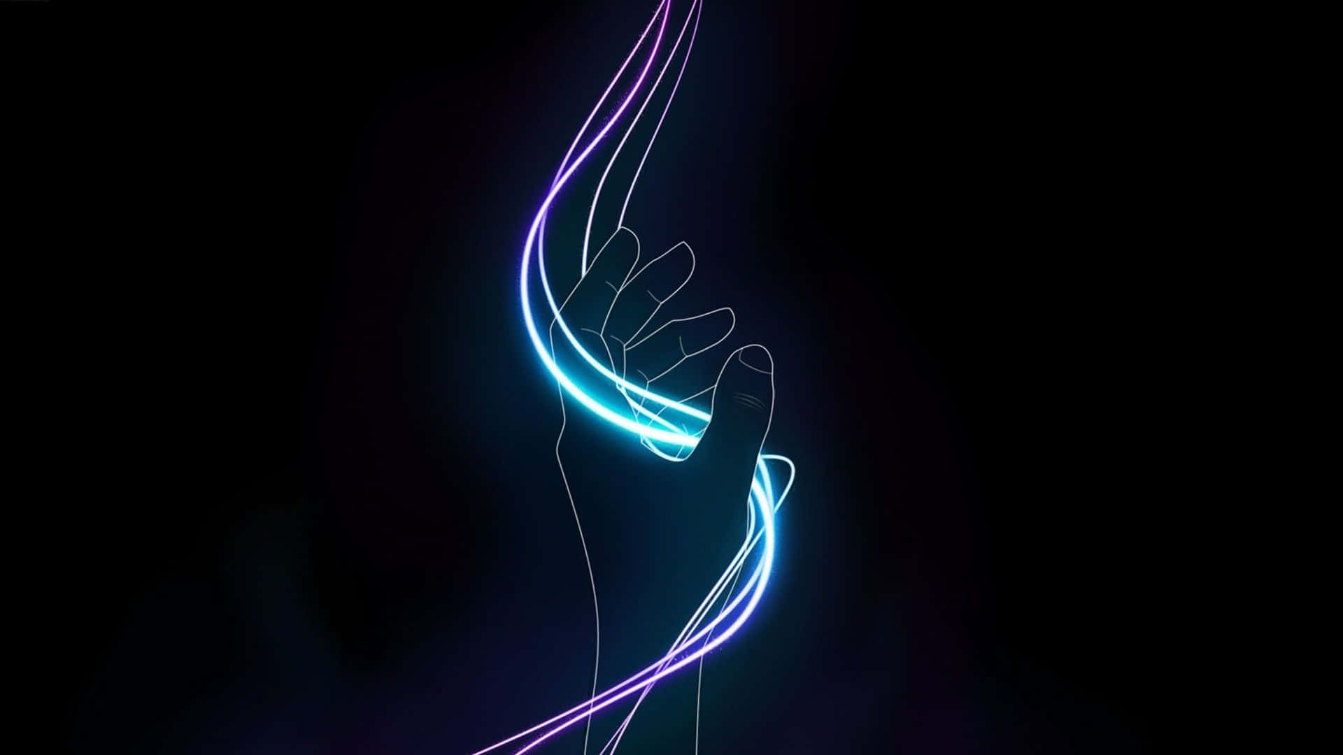 A Hand With A Neon Light In It