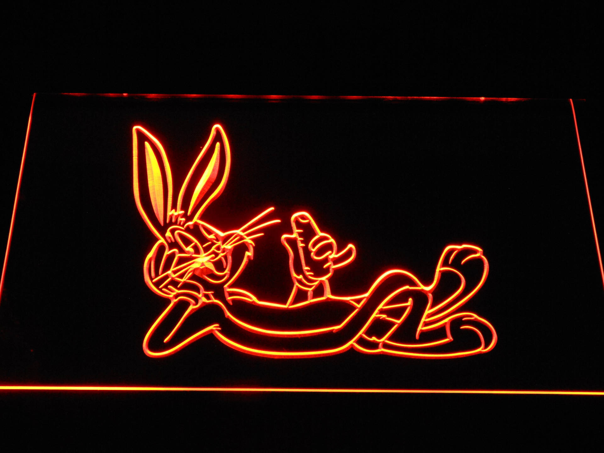 LED Bugs Bunny Neon Orange Light Wallpaper