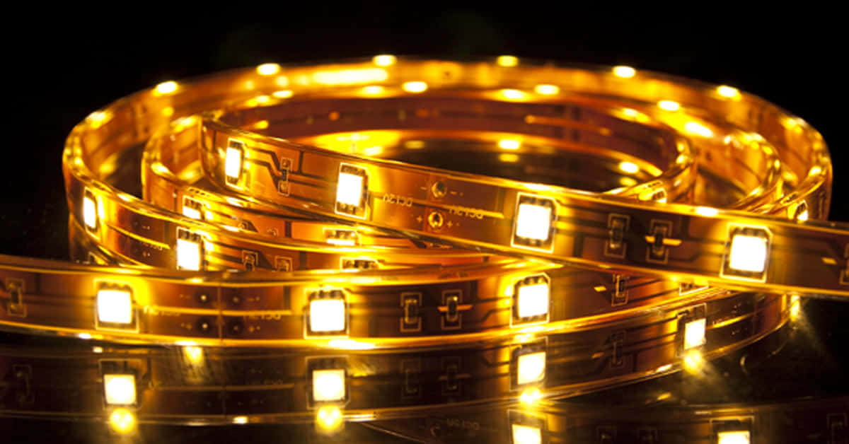 A Gold Led Strip With A Black Background