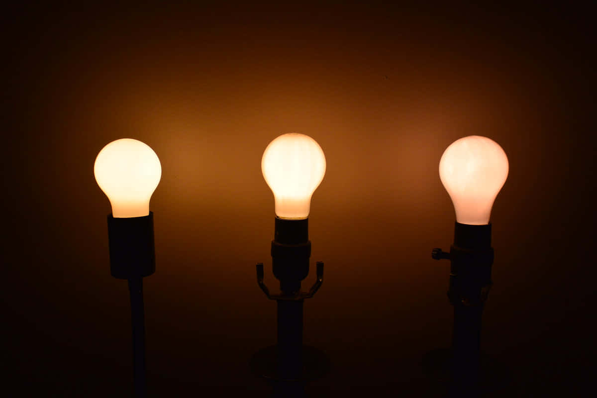 Three Light Bulbs In A Dark Room