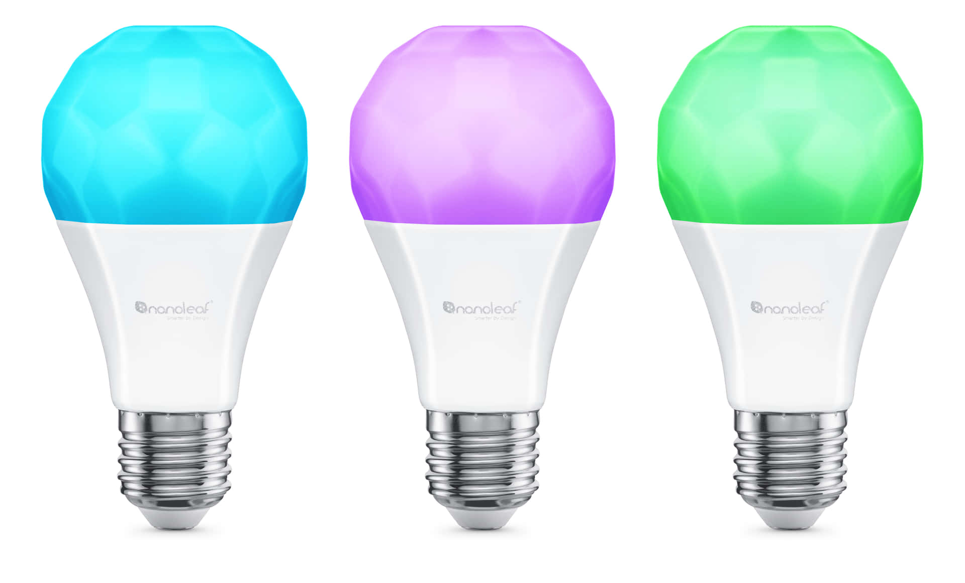 Three Colored Light Bulbs In Different Colors