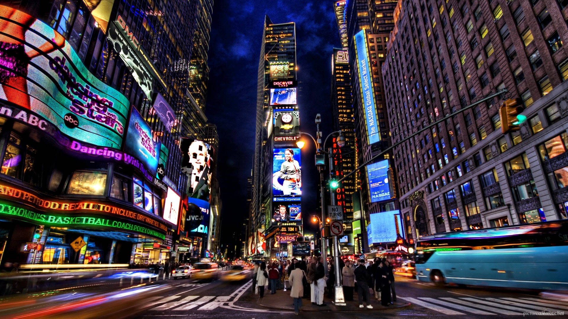 Pantallasled Vista Nocturna De La Ciudad De Nueva York Fondo de pantalla